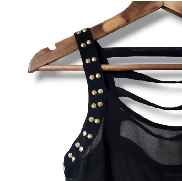 Charlotte Russe Semi-Sheer Caged Tank Top w/Studs | XS - Picture 3 of 8